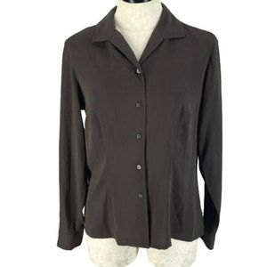 Laura Scott Women's 80/90 Business Work Brown Button Down Size 8‎ Blouse